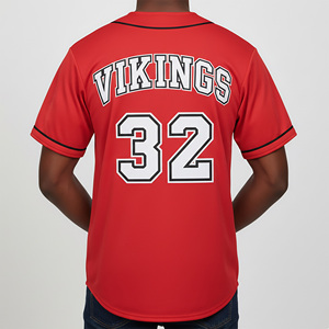 Maillot de baseball de haute qualité pour homme, rouge, col en V, manches courtes, anti-humidité, imprimé, coupe classique, t-shirt de sport pour adulte - Product Image 2
