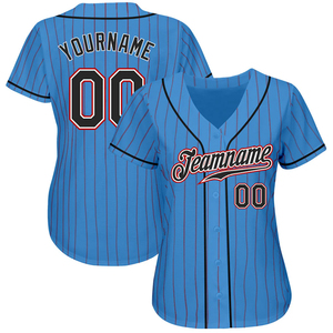 Custom Powder Blue Pinstripe Baseball Jersey Personalized Breathable Button Down Team Uniform for Men and Youth Sports - Product Image 4