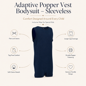 Combinaison adaptative sans manches pour enfants avec fermeture éclair |   Vêtements inclusifs en coton biologique extensible, respirant et adaptés aux sens des enfants de 3 à 16 ans - Product Image 5