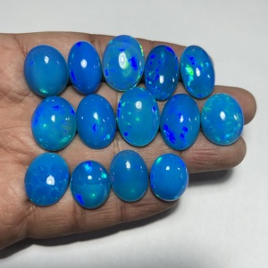 Ópalo Etíope de Calidad Súper Fina, Gema Natural Suelta, Corte Oval Cabujón, Multifuego, Color Azul Pryba, Ópalo Precioso para Joyería - Product Image 2