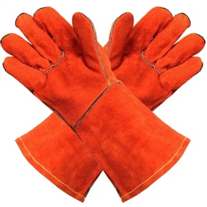 Gants de soudage en cuir de vachette pleine fleur rouge, haute performance, résistants à l'abrasion, pour la lutte contre les incendies, le barbecue et l'usage quotidien - Product Image 1