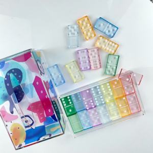 Fábrica de Dados de Resina, Venta al por Mayor, Caja Personalizada, Dominós Rojos con Puntos Blancos, Juego de Dominó Doble 6 - Product Image 6