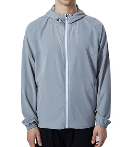 New Arrival Light Weight Sportswear With Hood Skin Friendly Full Zipper Four Solid Color Blank Windbreaker <b>waterproof</b> <b>Jacket</b> - Product Image 3