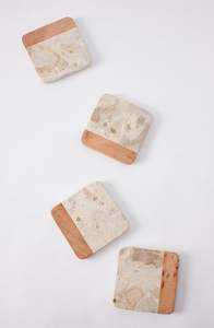 Posavasos de piedra natural y madera de acacia para bebidas, absorbentes y duraderos, accesorios de protección para la mesa en el comedor. - Product Image 4