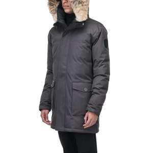 Veste longue matelassée pour homme, parka d'hiver coupe-vent avec capuche en fourrure amovible, fermeture éclair - Product Image 3