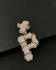 Pendentif lettre P de luxe en moissanite de qualité export, plaqué argent, style hip-hop, clarté VVS, taille brillante, haute brillance, bijou - Product Image 6