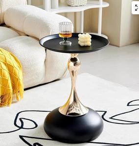 Modern <b>Black</b> Round <b>Console</b> Table with Gold Pedestal Base Living Room Furniture - Product Image 4