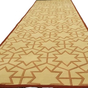 พรมโถงทางเดินยาวแบบปรับแต่งได้ปรับแต่งได้พรมคอตตอนสไตล์ตะวันออกกลางสีเหลืองทองและน้ำตาลลายดาวแบบแอบสแตรก - Product Image 1