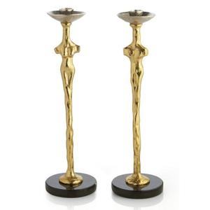 Handmade Tapered <b>Candlestick</b> Holder Set Gold and <b>Silver</b> Finish Event Supplies Customizable Design Pillar Candle Stand Tabletop - Product Image 4