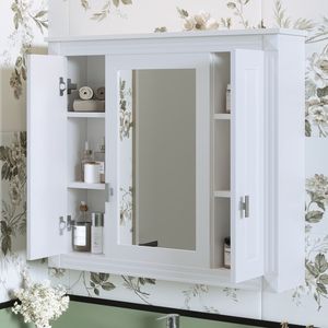 Armadietto da Bagno a Parete con 4 Ripiani e Specchio, Mobiletto Portaoggetti per Toilette, Specchi da Bagno - Product Image 4