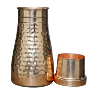 Bouteille en cuivre, métal naturel pur, vaisselle ayurvédique pour la santé, écologique, réutilisable, anti-fuite, pour le stockage de l'eau propre - Product Image 1