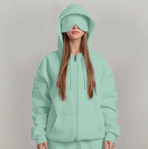 Sudadera Deportiva Extra Grande para Mujer, con Capucha, Tejida, Antiarrugas, 100% Poliéster, para Otoño, con Estampado de Letras y Logotipo Frontal, Largo Regular - Product Image 5