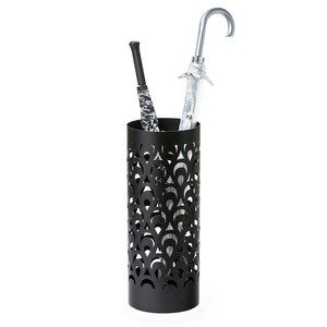 Classic White Metal Umbrella Stand With Creative Hollow Cutout Design Freestanding Iron Umbrella Holder Rack With Drip Tray - Product Image 3