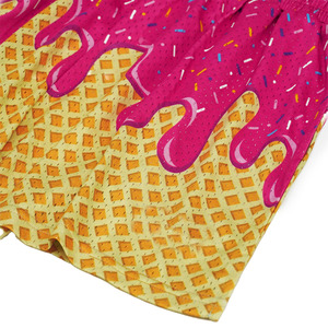 Short en maille imprimé cône de crème glacée bleu et orange, motif dessert, short de plage estival - Product Image 5