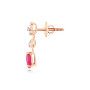 Boucles d'oreilles en forme de poire avec diamant de laboratoire en or rose - Product Image 3