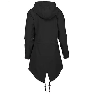 Women <b>Long</b> Softshell <b>Jacket</b> Fleece Lined Hooded Windproof Water Resistant Outdoor Ladies Coat Navy Pink Black Navy Blue Raincoat - Product Image 4