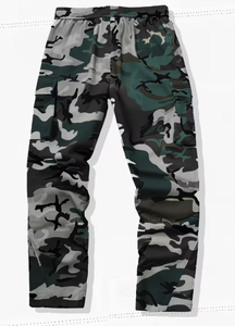 Pantalon cargo camouflage pour homme Hardihood International, polyester/coton, cordon de serrage, taille élastique, plusieurs poches, style décontracté - Product Image 3