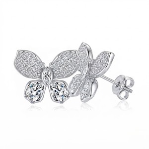 Pendientes de Mariposa con Moissanita en Plata 925, Corte Marquesa, Micro Pavé, Joyería Romántica para Mujer, para Boda - Product Image 3