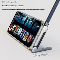 Cable de Carga Rápida Trenzado de 240W con Conector Tipo-C, Soporte Plegable y Cable de Carga 2 en 1 para Teléfono y Tableta