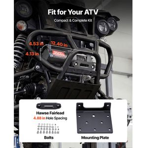 Verricello Elettrico 12V DC 3500 Lbs per ATV/UTV, Cavo Sintetico 0,21 x 32,8 ft, Telecomando Cablato, Impermeabile IP55, Cinghia da 12000 Lbs - Product Image 5