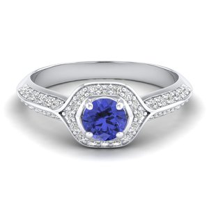 REYES <b>Solitaire</b> 925 Sterling <b>Silver</b> Round Cut 0.5CT Tanzanite Gemstone <b>Ring</b> For Women GRA Certified Engagement Fine Jewelry - Product Image 5