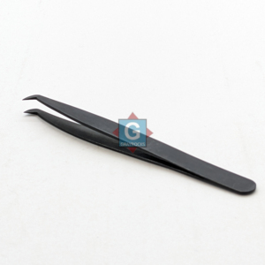 Pinzas de Precisión para Pestañas de Acero Inoxidable, Negras, Curvas, Punta Lisa, 10 mm - Product Image 2