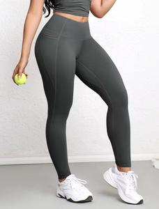 High Waist Seamless Knitted <b>Leggings</b> Solid Burgundy Full Length Stretchy Breathable Sweat-Wicking Spandex/<b>Nylon</b> Sporty Women's - Product Image 4