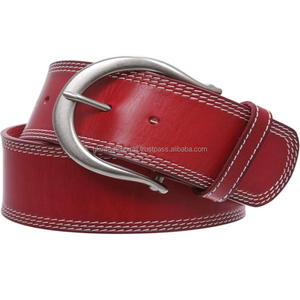 Ceinture décontractée en cuir pour homme, nouvelle conception, triple couture, extra large, disponible en trois couleurs vibrantes et dotée d'une boucle à ardillon en laiton massif. - Product Image 4