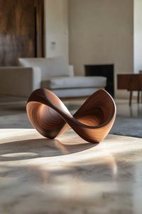 Sculpture de table en bois moderne, artisanale, irrégulière, pièce d'art décorative, inspirée de la nature, décoration intérieure - Product Image 2