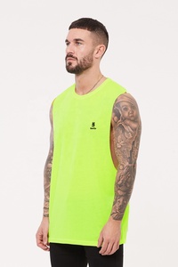 Custom Logo Sleeveless Gym <b>Workout</b> <b>Tank</b> <b>Top</b> Vest for Men Streetwear Deep Arm Hole Stringer in Parrot Green Casual Knitted Style - Product Image 2