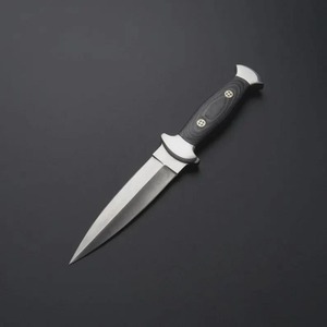 Couteau de chasse à lame fixe fait main en acier inoxydable, pointe tombante, manche en micarta, étui en cuir marron - Product Image 5