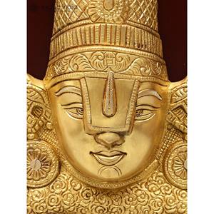 20 \ "รูปปั้นไม้ประดับมงกุฎประดับด้วยทองเหลือง (Venkateshvara) สำหรับแขวนผนัง - Product Image 3