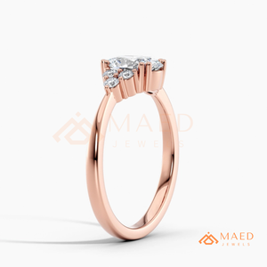 Bague à trois pierres pour femme, plaquée or rose, bijou de luxe pour fiançailles, mariage, fête, élégant pour le quotidien - Product Image 6