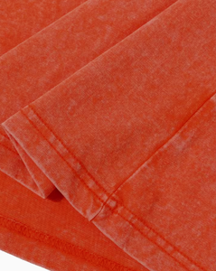 T-shirt décontracté vintage à manches courtes et col rond pour homme, coupe ample, couleur unie orange, 100 % coton, délavage sable, 320 g, tricoté, teint uni - Product Image 5