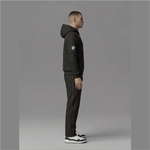 Custom Logo Heavyweight 400gsm Tracksuit Men Streetwear Red Contrast Piping Hooded <b>Jacket</b> and Joggers 2 Piece Set <b>Techwear</b> Suit - Product Image 3