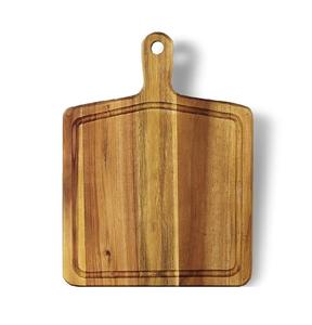 Tabla de cortar rectangular de acacia natural maciza personalizada con asa recortada - Product Image 2
