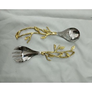 Juego de servicio elegante, vajilla de boda de alta calidad, mango de cuerda de latón, servidor de ensaladas decorativo, servidores - Product Image 2