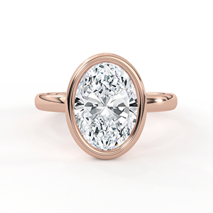 แหวนเพชรทรงรี 2.60 กะรัต ทอง 14K 18K เพชรเลี้ยงในห้องปฏิบัติการ แหวนหมั้นแบบมินิมอลลิสต์ แหวนแต่งงานแบบโมเดิร์นประดับเพชรแบบเบเซล - Product Image 3