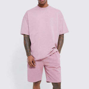 Ensemble de survêtement décontracté pour homme, 2 pièces, t-shirt à manches courtes et short, 100 % coton, coupe oversize, style streetwear - Product Image 6