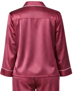 Ensemble de pyjama pour femme en satin rose champagne personnalisé, manches longues, boutonné, style soie, vêtements de nuit, ensemble de salon deux pièces - Product Image 6