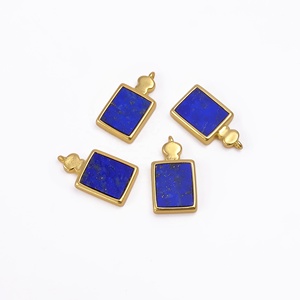 Luxe Anti-ternissement plaqué or Lapis Lazuli pendentif élégant bricolage carré pierre précieuse breloque pour collier mode pendentifs breloques - Product Image 1