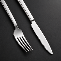 Ensemble de couverts en acier inoxydable 304, manche carré, 5 pièces, poli miroir, passe au lave-vaisselle, qualité alimentaire, pour la maison, la cuisine, les restaurants
