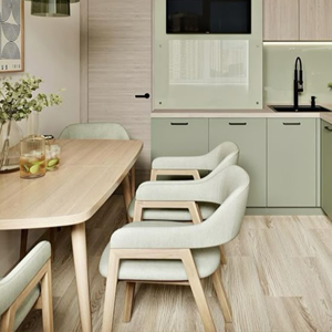 Juego de Mesa de Comedor de Madera Maciza con Sillas Tapizadas para Interiores Modernos de Hogares, Apartamentos y Hoteles - Product Image 2