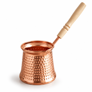Cezve Ibrik en Cuivre Pur Martelé Fait Main avec Poignée en Bois – Cafetière Turque, Arabe, Grecque, Expresso, Chauffe-Lait – Idéal Cadeau - Product Image 1
