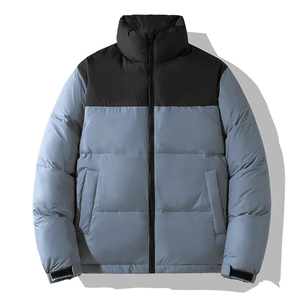 Men's Color Blocking Puffer Jacket Stand Collar Windproof <b>Thick</b> <b>Winter</b> <b>Coat</b> Polyester Wadding Regular Fit Casual Style - Product Image 3