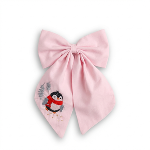 Moño para el Cabello de Algodón Bordado a Mano con Diseño Floral y Adorno de Perlas, Accesorio Decorativo para el Cabello de Gran Tamaño - Product Image 3
