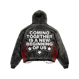 Conjuntos Deportivos Vintage Personalizados al por Mayor, Ropa Urbana, Nueva Moda, Conjunto para Correr, Chándal con Pedrería y Lavado Ácido - Product Image 3