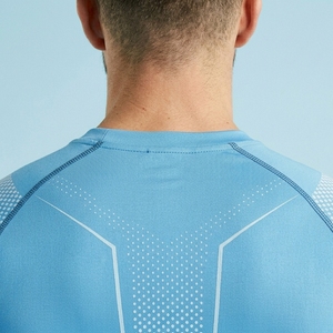 Men Custom Long Sleeve Front <b>Logo</b> Fitted O-Neck Compression Sporty Solid Jersey Polyester Quick Dry T-Shirt - Product Image 4