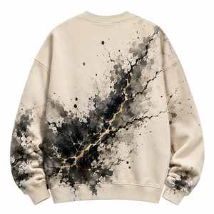Men's Heavyweight <b>Fleece</b> <b>Sweatshirt</b> Geometric Origami Crane Graphic Print Drop Shoulder Street wear Crew neck - Product Image 2