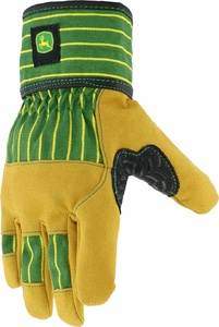 Guantes de seguridad para la construcción XL, cuero de vaca dividido, Palma forrada, impermeable, protección contra el calor, puño de goma para pulgar alado - Product Image 4
